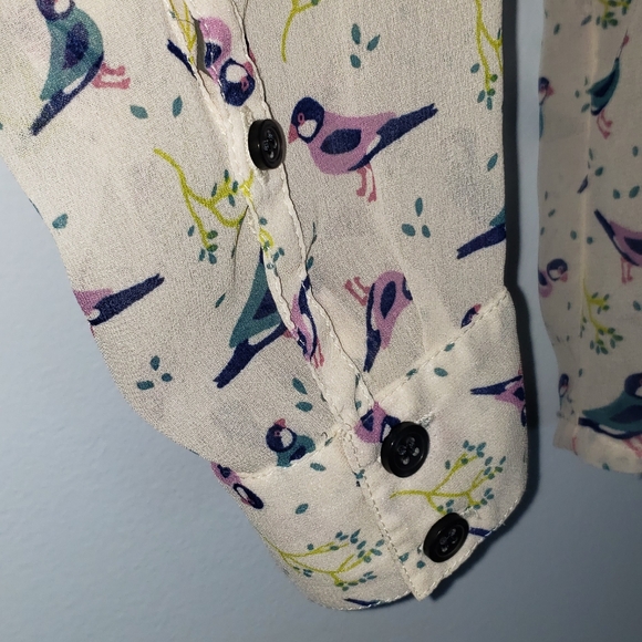 G. H. Bass & Co. | Bird Print Sheer Blouse - Picture 4 of 7